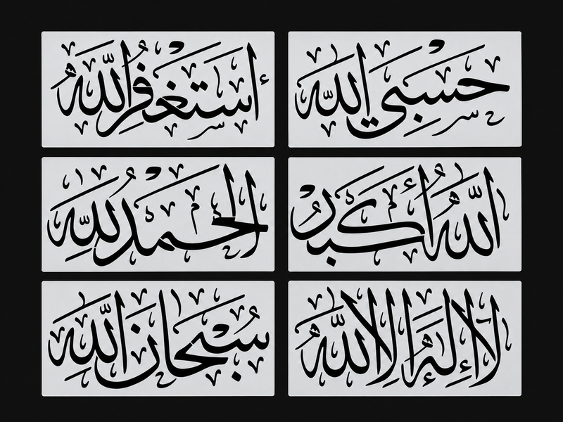 Limited Edition Dhikr Stencil Set (6 Pack) | Reusable Islamic Art Stencils 15×30cm | Ages 3+