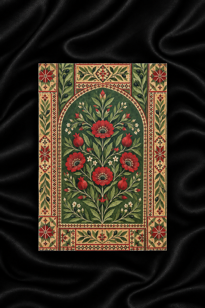 Crimson & Olive — A5 Islamic Art Print