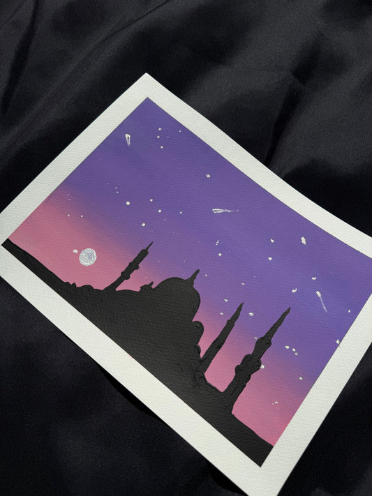 “Sunset Masjid” – Original Islamic Acrylic Painting