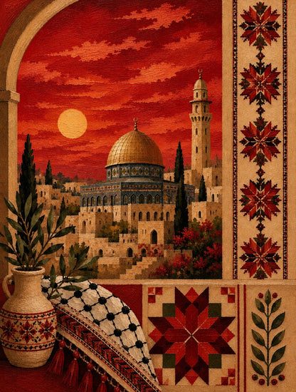 Crimson Al-Quds — A5 Palestinian Inspired Art Print