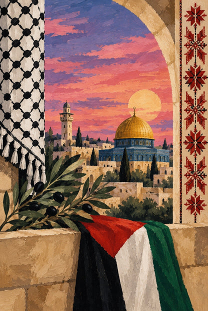 Sunset Over Al-Quds — A5 Palestinian Inspired Art Print
